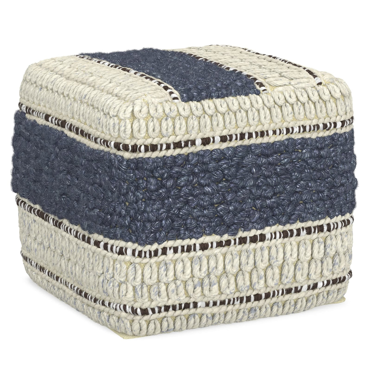 Blue Fabric Square Pouf - 18" Wide Footstool
