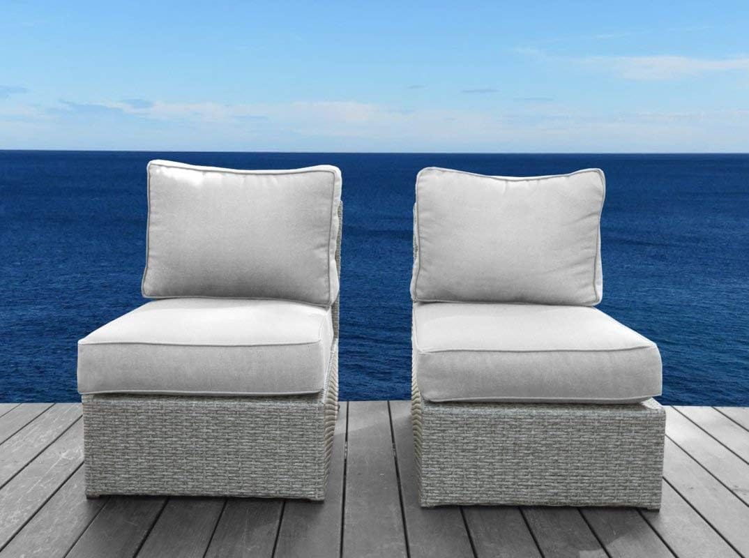 2 Person Grey Wicker Patio Lounge Chairs Set