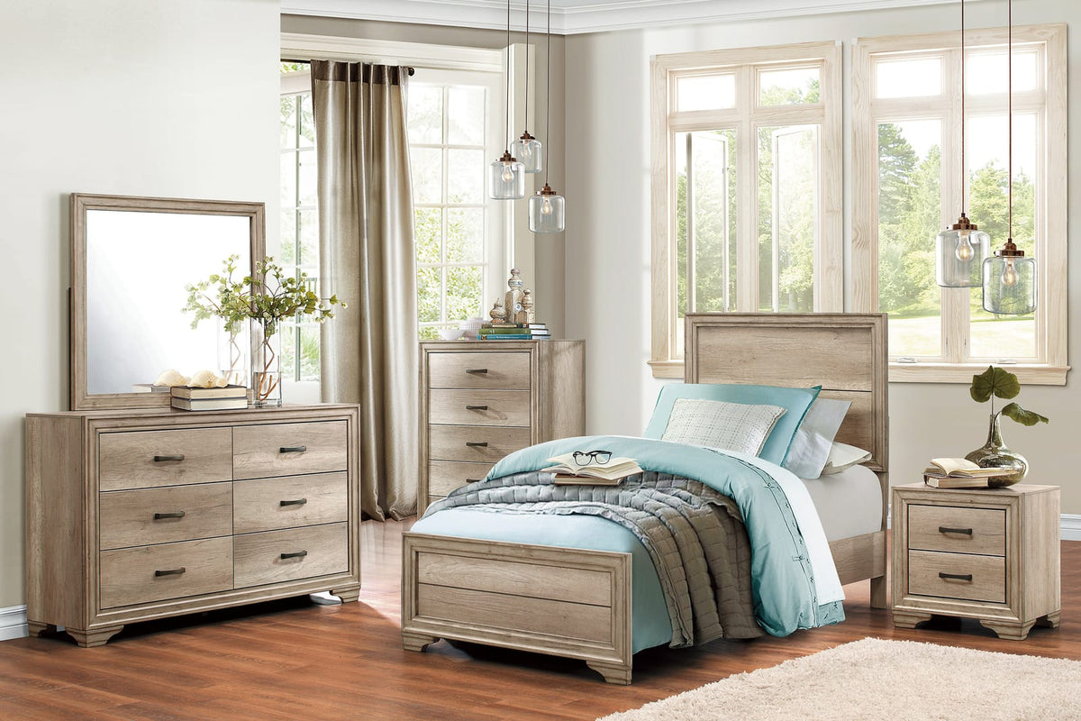 Natural Wood 6 Drawer Dresser - Bedroom Furniture