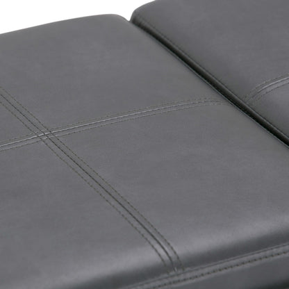 Dark Gray Faux Leather Storage Ottoman - 41.7" Wide