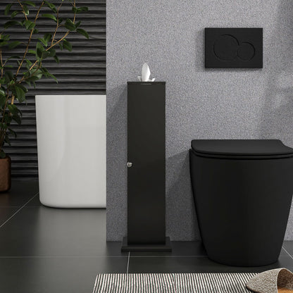 Black Engineered Wood Corner Bathroom Storage Cabinet Upgrade