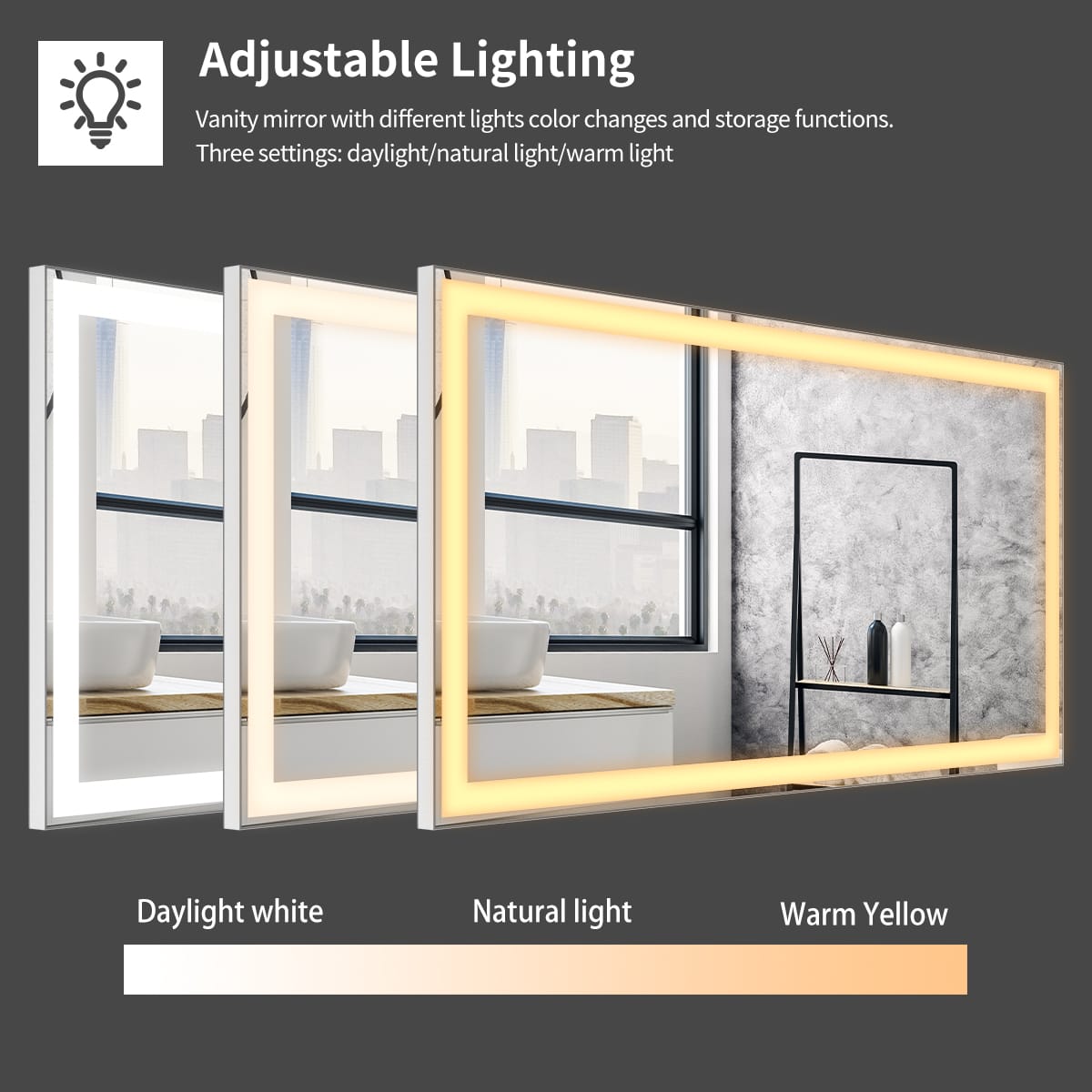 48 x 24 Inch LED Bathroom Mirror with Anti-Fog & Touch Lights