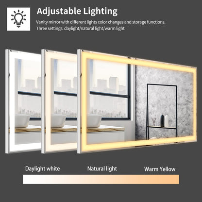 48 x 24 Inch LED Bathroom Mirror with Anti-Fog & Touch Lights