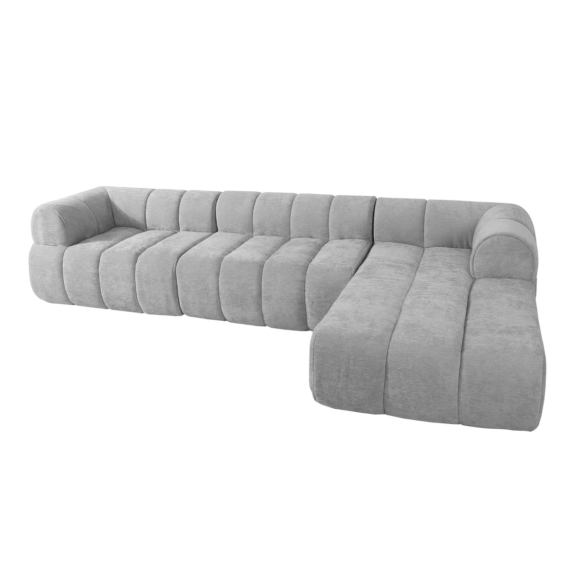 122" Grey L-Shaped Sectional Sofa - 4 Seats