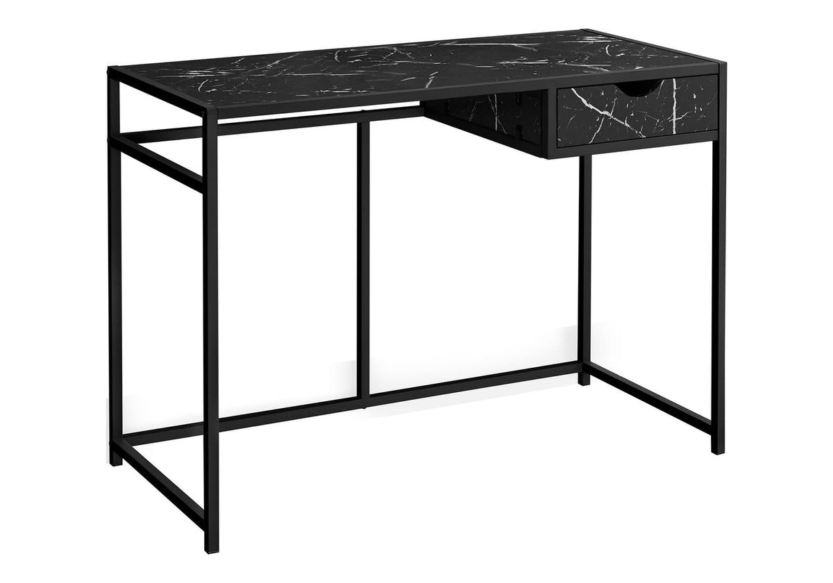 Compact Black MDF Computer Desk with Storage Drawer for Home Office