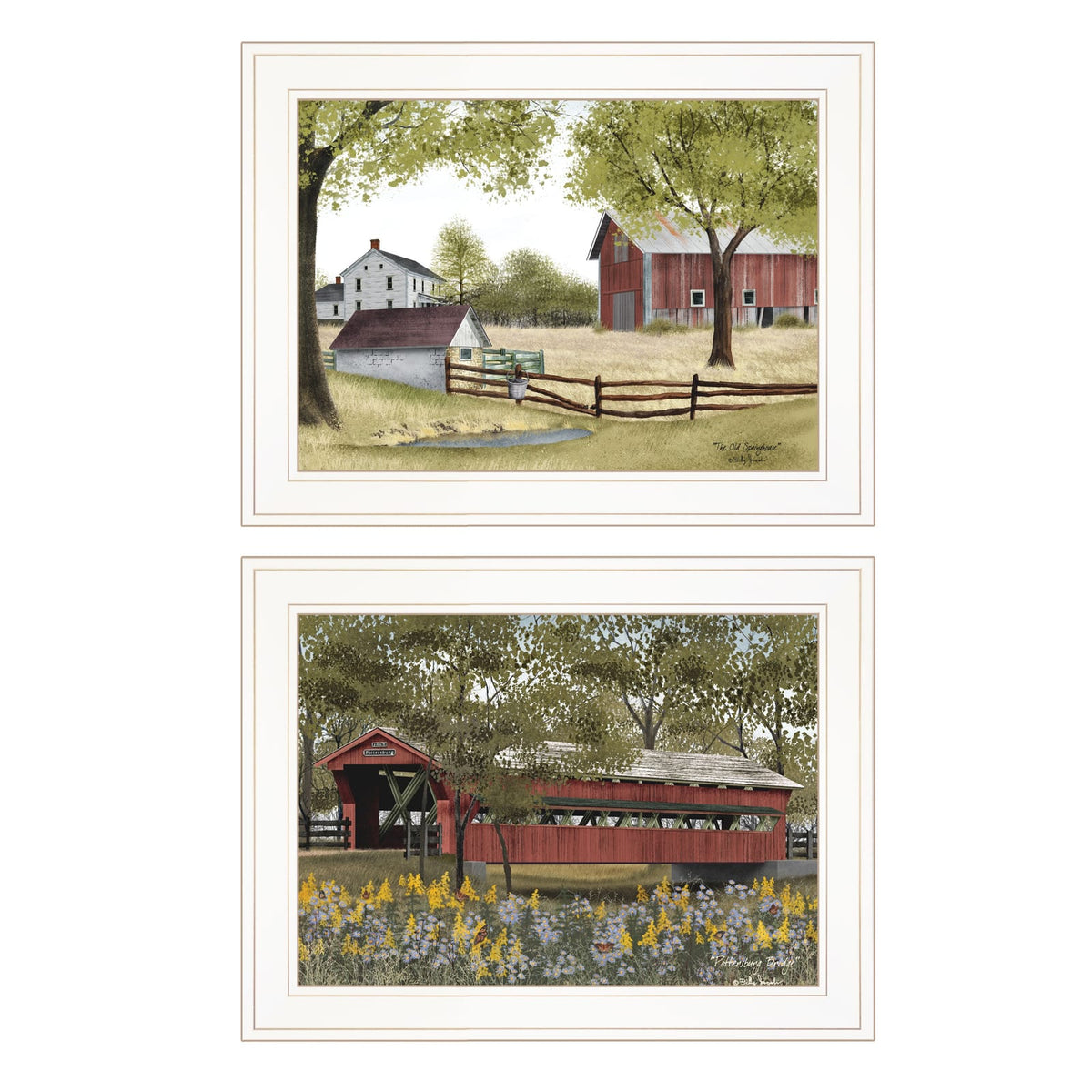 White Frame Spring House 2-Piece Vignette Art Print