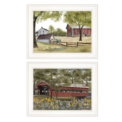 White Frame Spring House 2-Piece Vignette Art Print