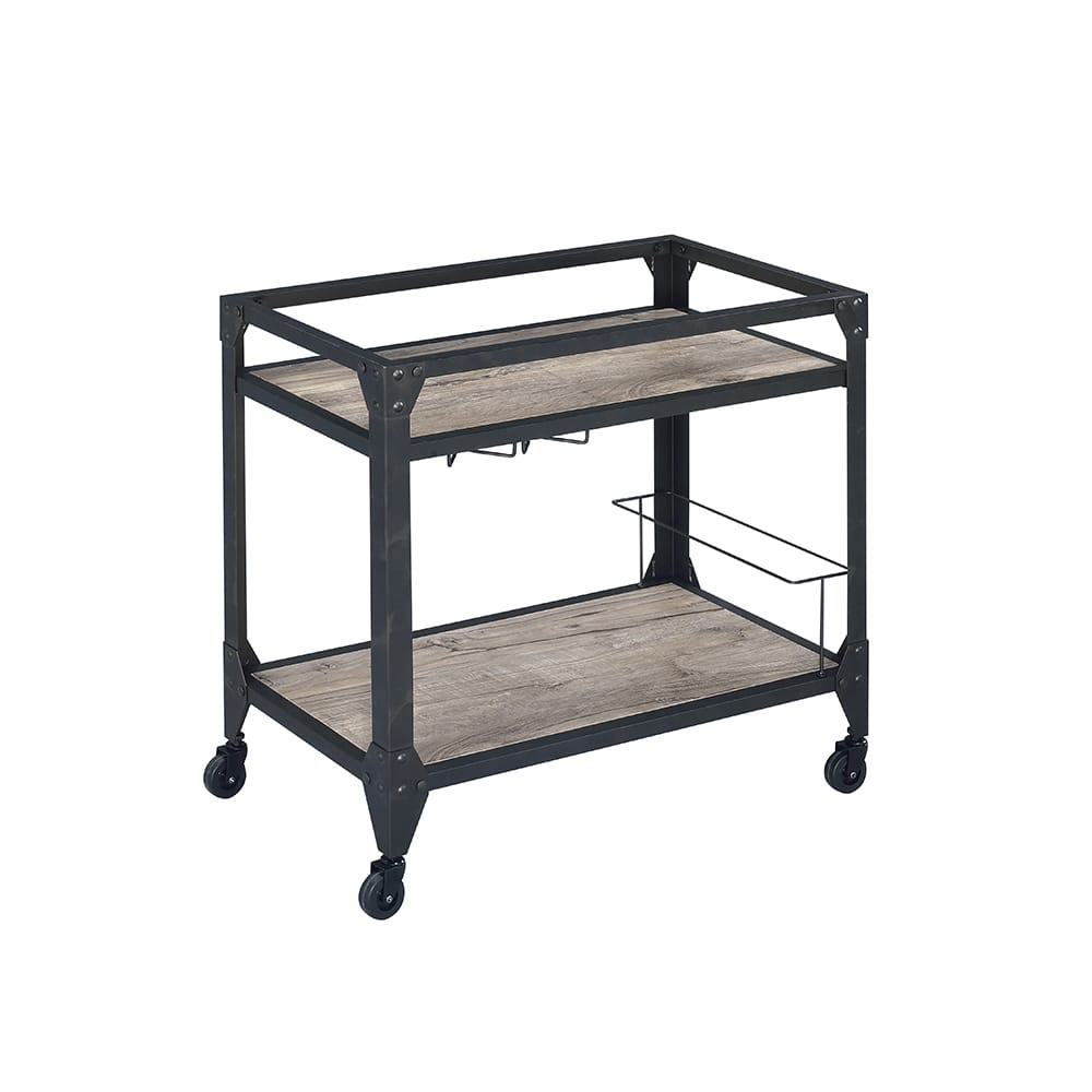 Industrial Wood Metal Serving Cart for Dining Room Storage
