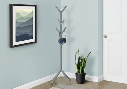 Silver Metal 4-Tier Coat Rack - 8 Hooks for Living Room
