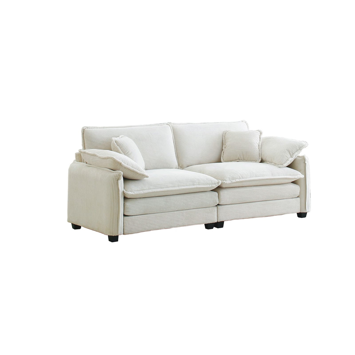 Beige Corduroy 2-Seat Sofa - Comfortable Living Room Sofa