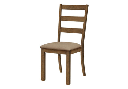 Set of 2 Beige Dining Chairs - Walnut Wood Legs for Living Room