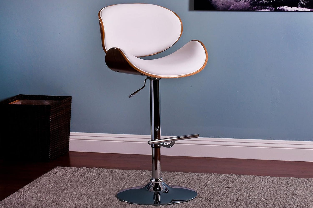 White Metal Bar Stool - 36" to 44" Height for Living Room