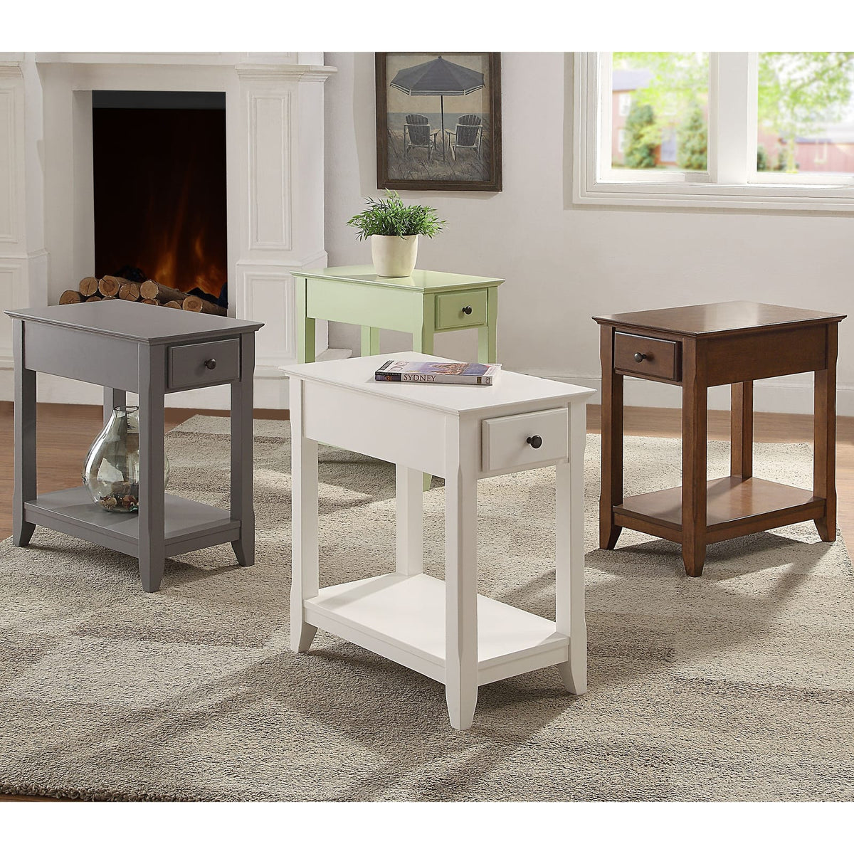 Grey Rectangular Accent Table with Storage