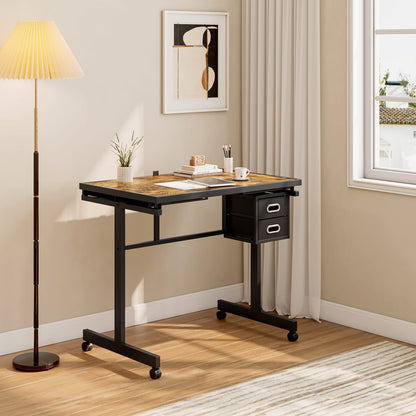Black Jigsaw Puzzle Table with Storage Drawers