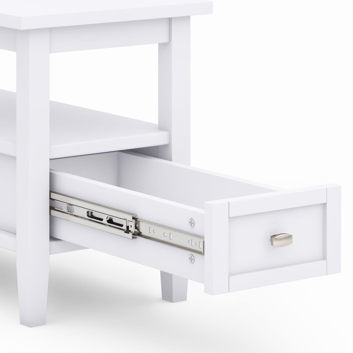 Solid Wood Drawer End Table in White for Bedroom Nightstand Storage for Living Room