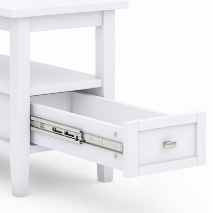 Solid Wood Drawer End Table in White for Bedroom Nightstand Storage for Living Room