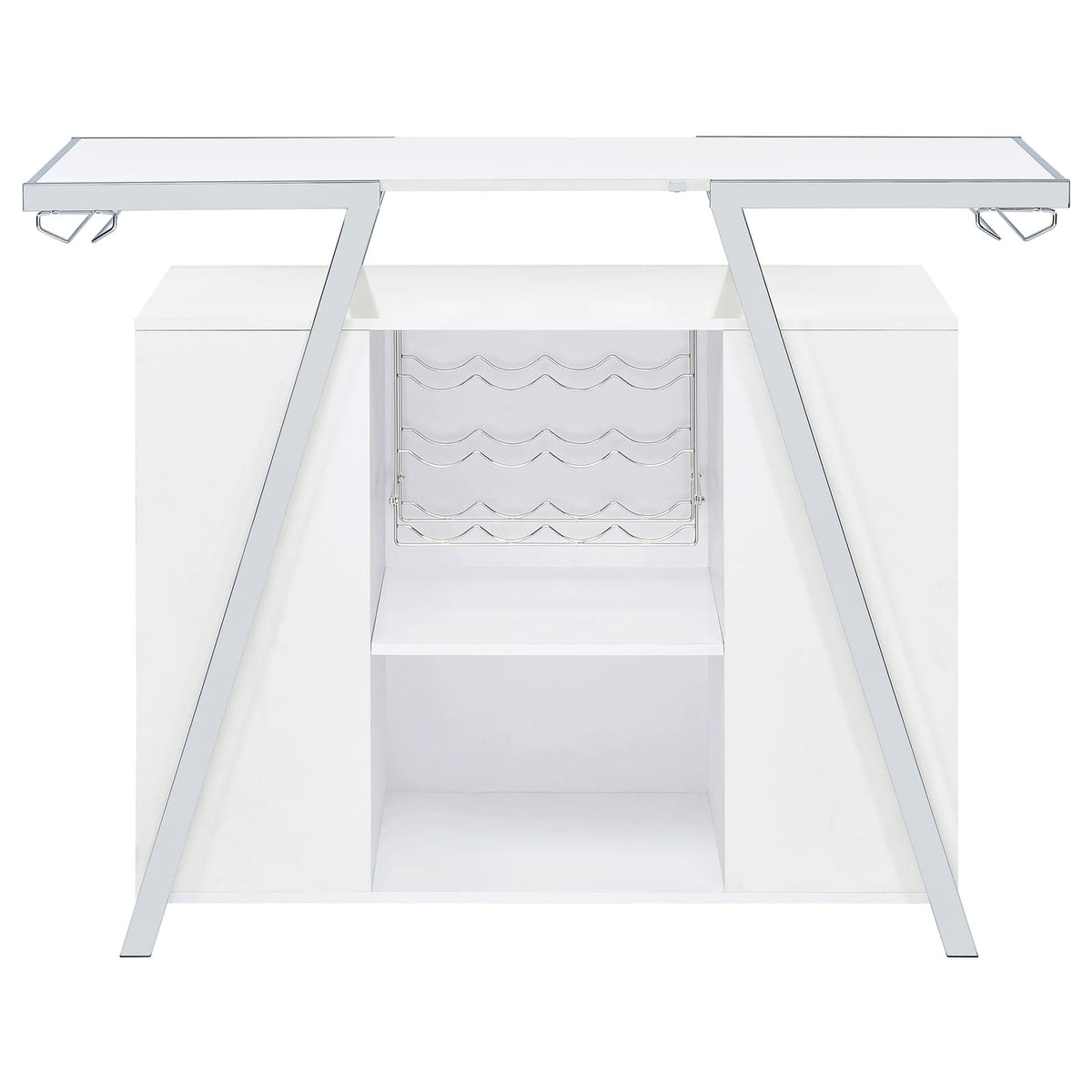 Gloss White Modern Bar Cabinet with Storage