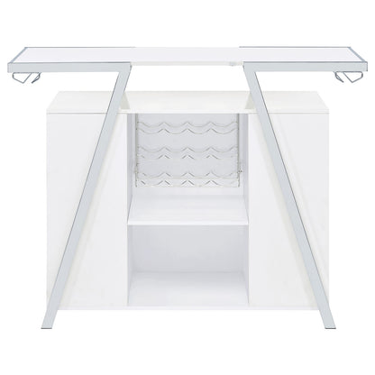 Gloss White Modern Bar Cabinet with Storage