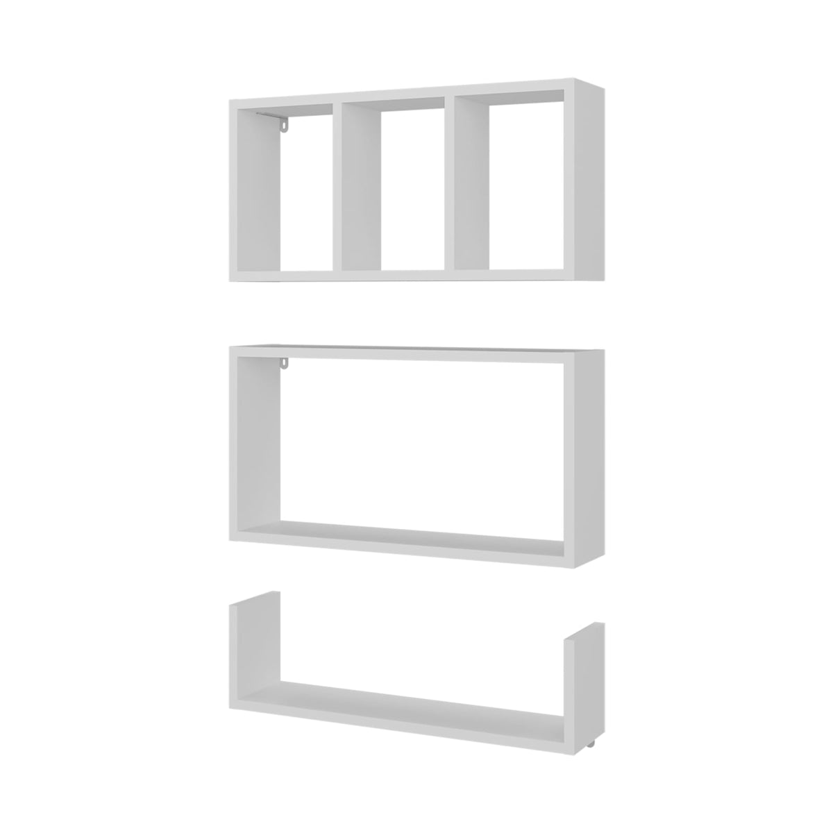 Dennard 3-Shelf Wall Shelves - White Display Storage
