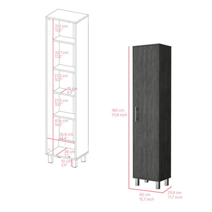 Living Room Gray Engineered Wood Storage Cabinet - 11.7 x 15.7 x 70.8", 10 Shelves