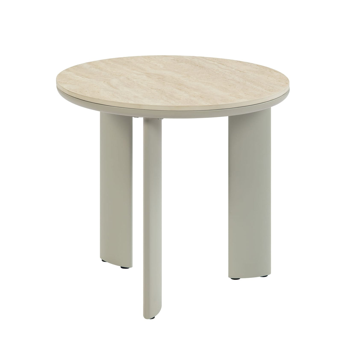 Light Gray Ceramic End Table - Modern Accent Table for Living Room