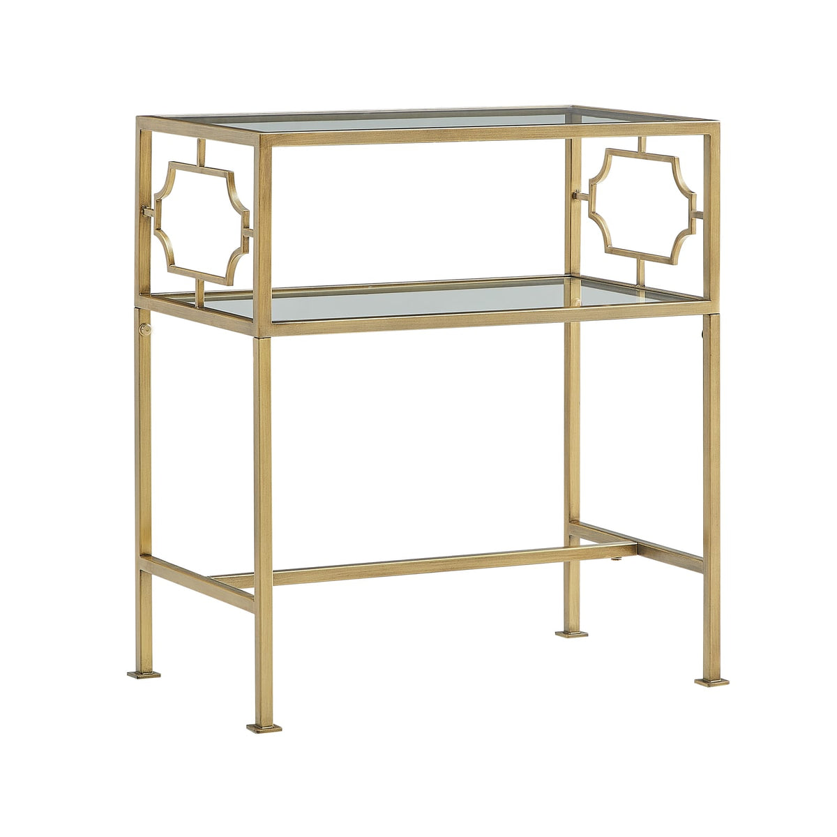 Grifton Accent Table - Antique Gold Metal & Glass - 13.4"W x 23.4"D x 26"H