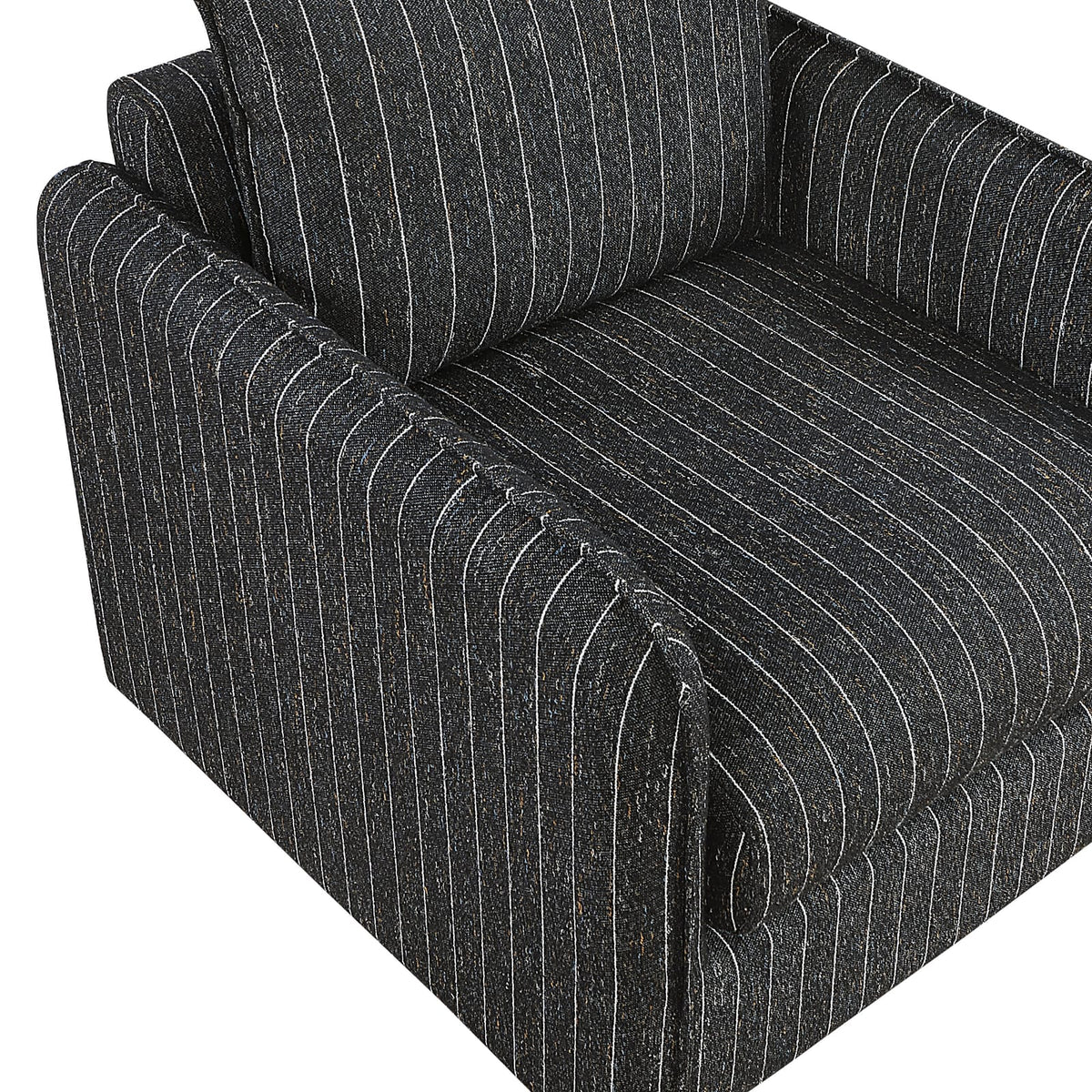 Contemporary Accent Chair Swivel Base Comfort Plush Upholstery Black White Stripe