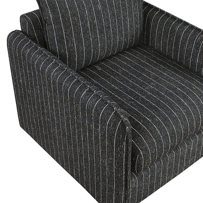 Contemporary Accent Chair Swivel Base Comfort Plush Upholstery Black White Stripe
