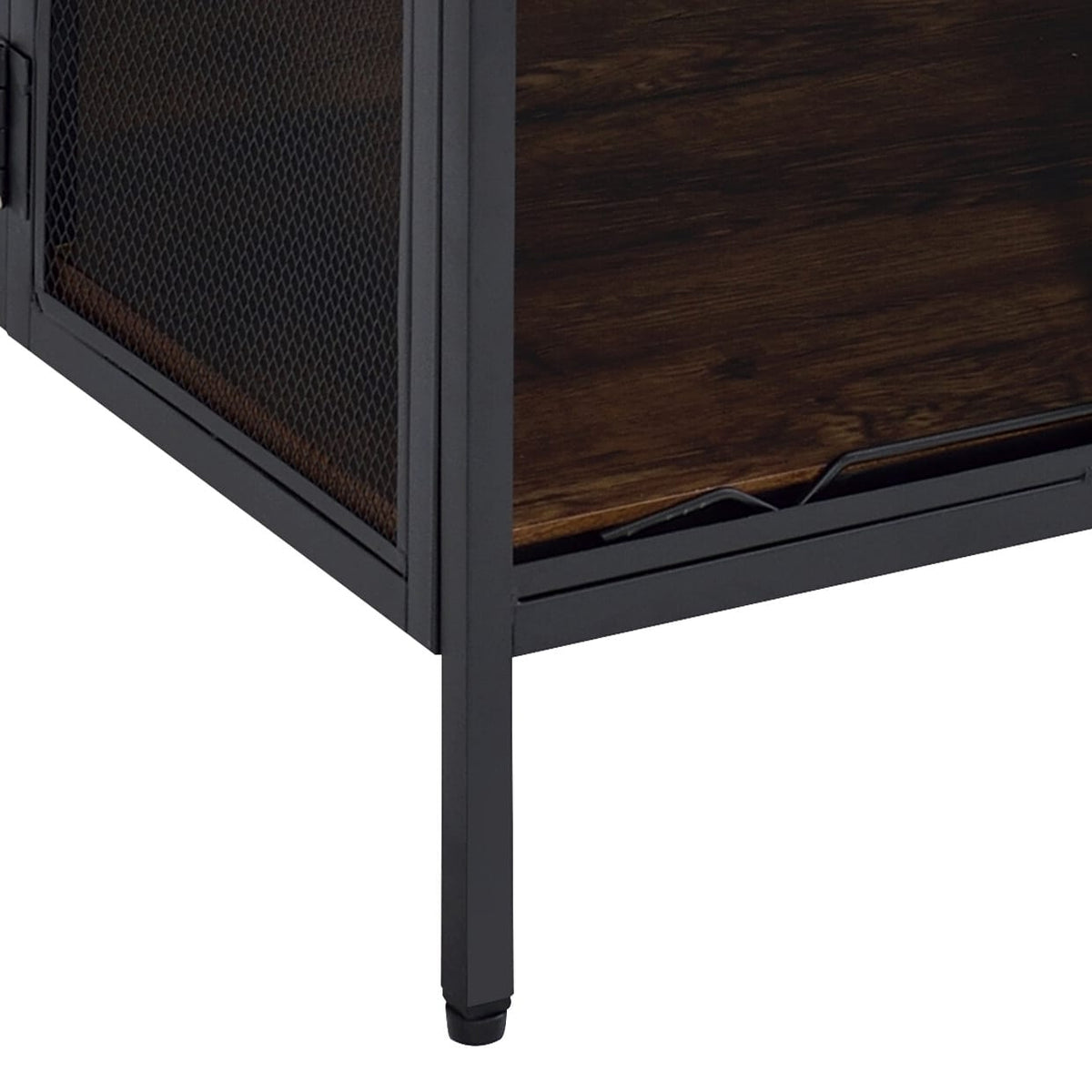 Antique Oak & Black Coffee Table - 4 Sliding Doors