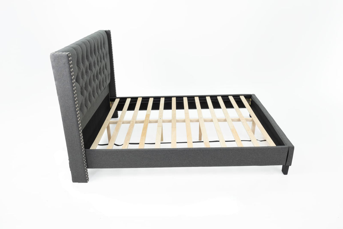 Queen Bed in Blue Gray - Box Spring Not Needed for Bedroom