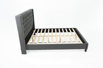 Queen Bed in Blue Gray - Box Spring Not Needed for Bedroom