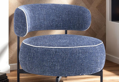Contemporary Dark Blue Swivel Chair Metal Legs - Comfort & Style