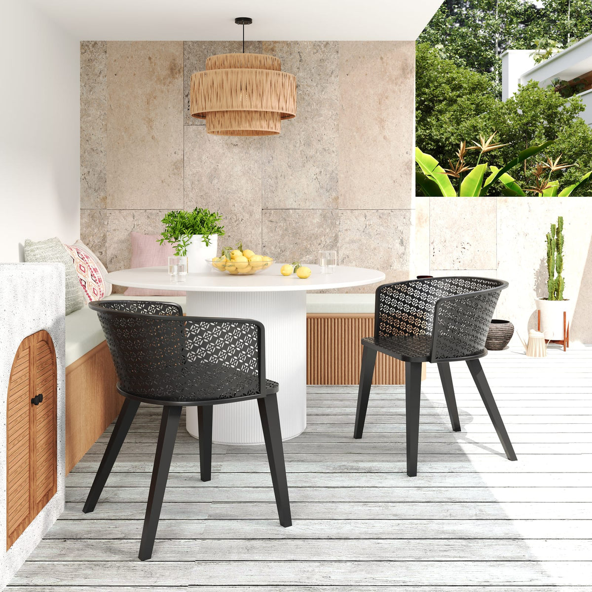 Black Iron Patio Chair Set - 2 Chairs