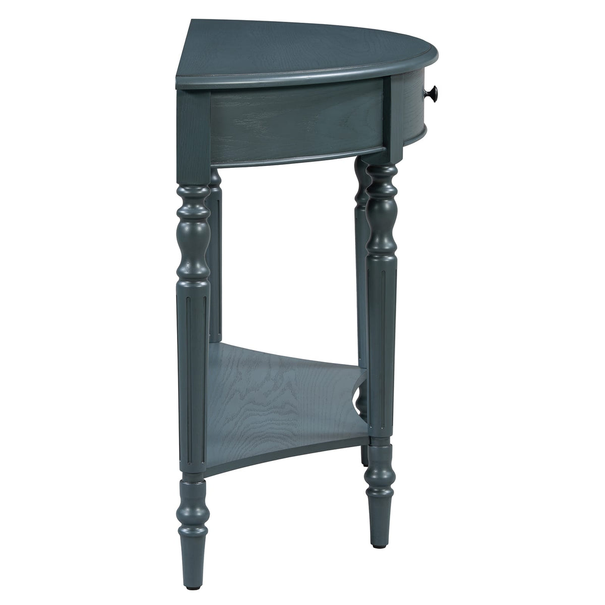 Navy Solid Wood Half Moon Console Table - Entryway Storage