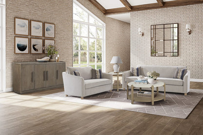 Taupe Natural Stone Accent Table - Round 25" for Living Room