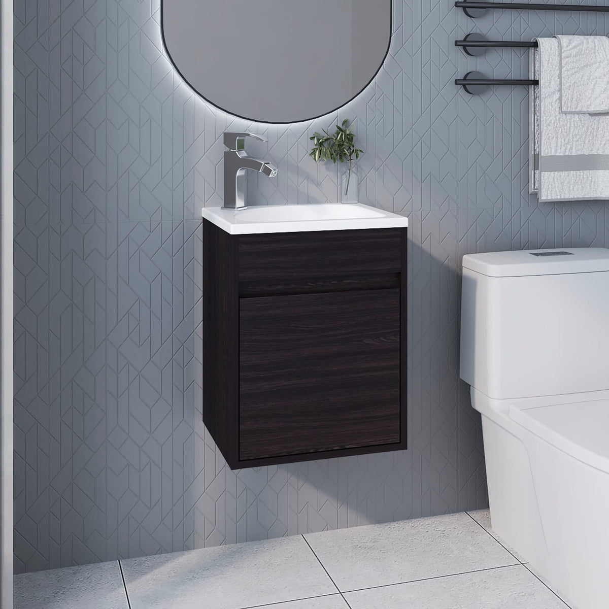 Wenge Bathroom Floating Vanity - Storage & Style