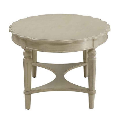 Antique White Oval Coffee Table - Storage Shelf