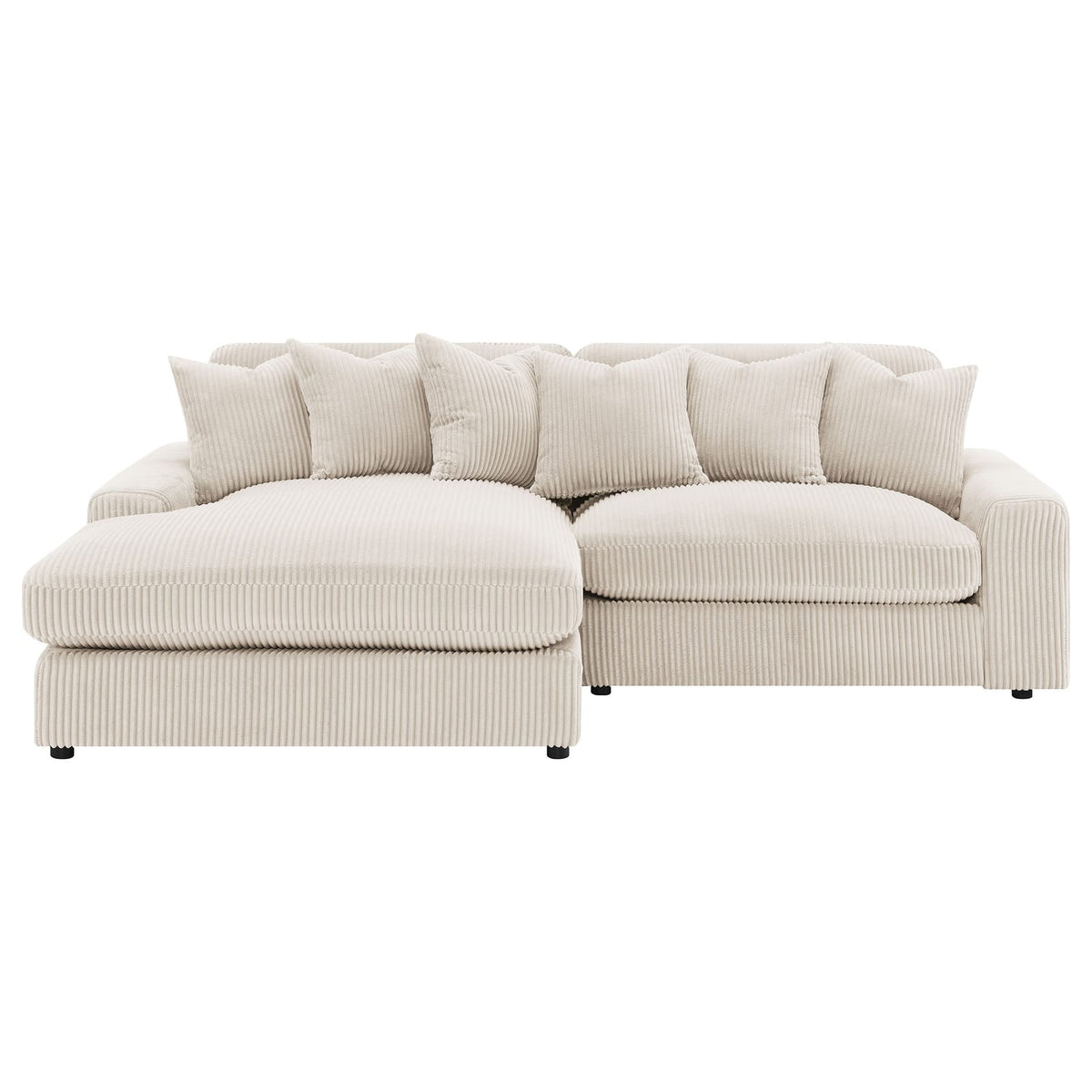 Sand Upholstered L-Shaped Sectional Sofa - 4 Seats