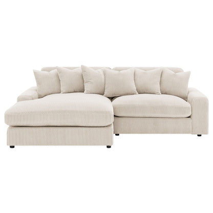 Sand Upholstered L-Shaped Sectional Sofa - 4 Seats