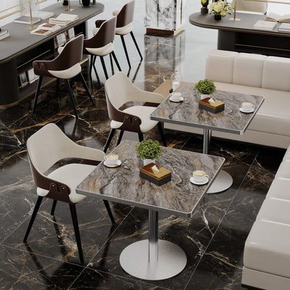 Square Modern Dining Table 31.5 inches Bistro Table Tulip Table with Faux Marble