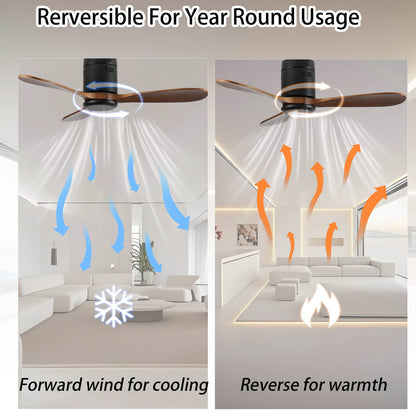 42-Inch Solid Wood Ceiling Fan - Quiet DC Motor, Reversible Airflow