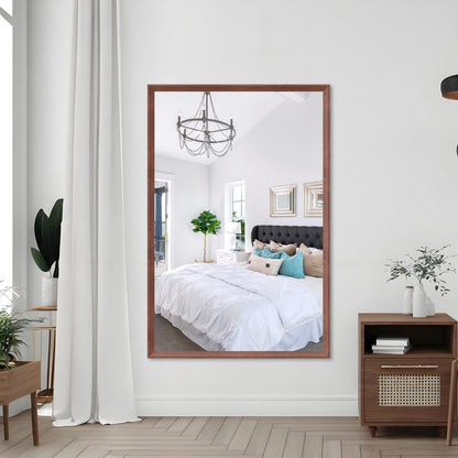 Oversized Walnut Aluminium Bathroom Mirror for large room renovation