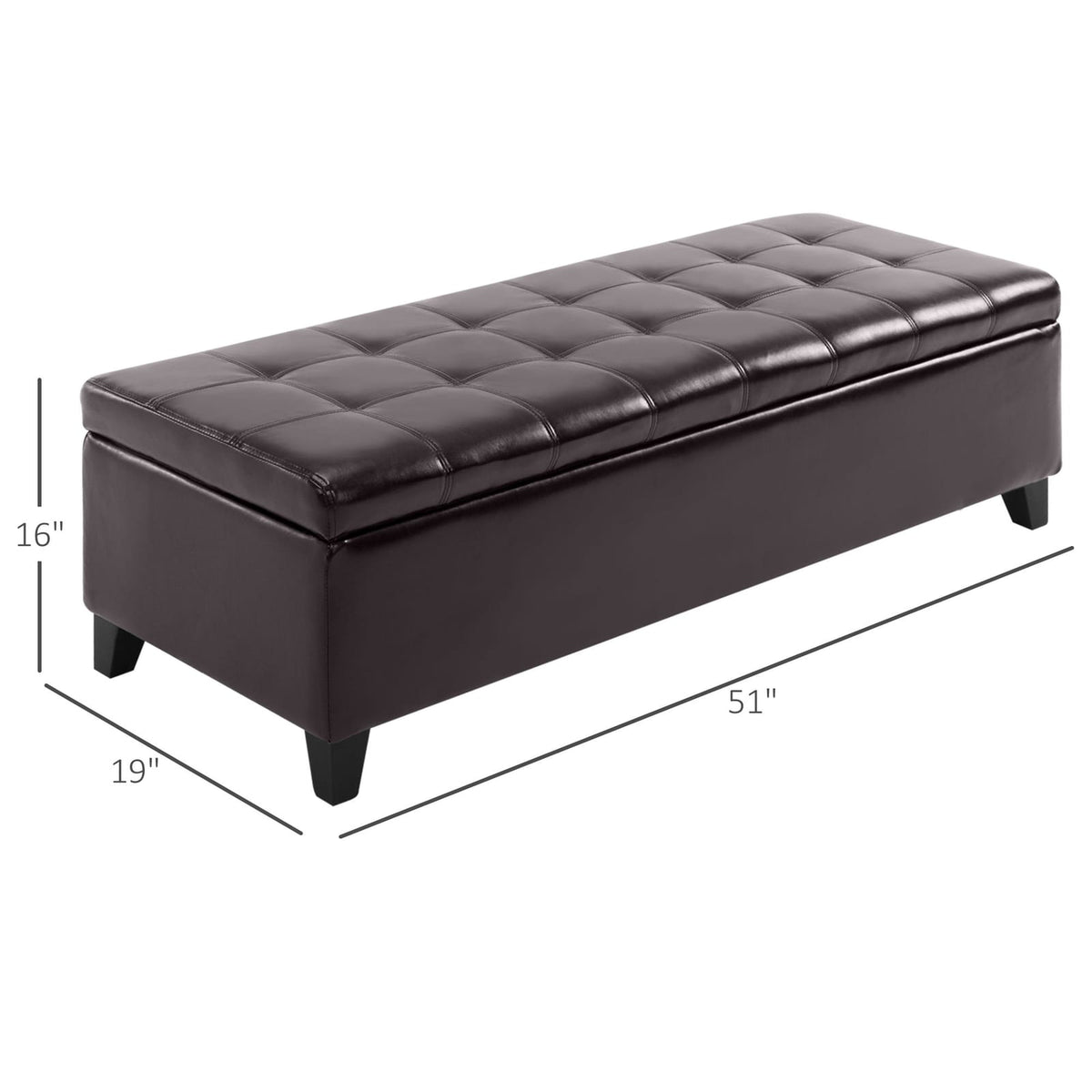 Brown PU Storage Ottoman with Lift Top Seat