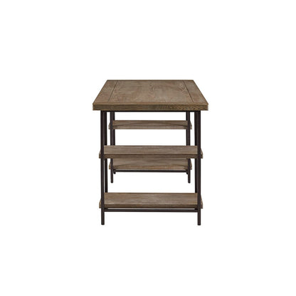 Grey Wood Desk - 60" W Work From Home Storage