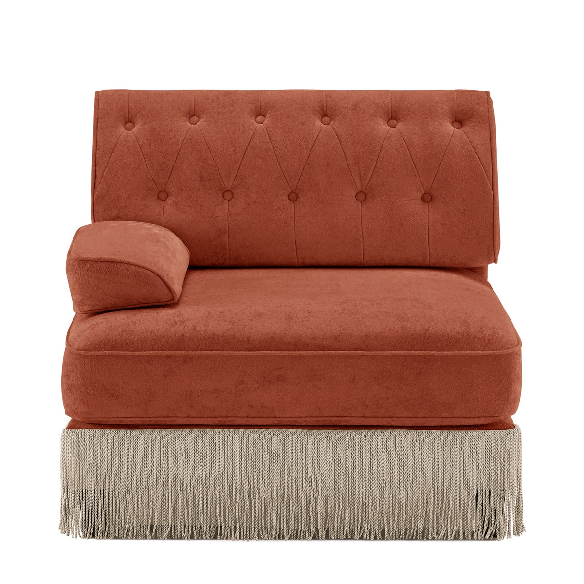 Red Brown Velvet Modular Sofa - 1 Seat