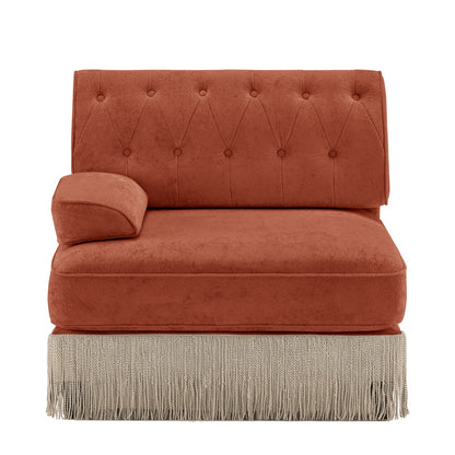 Red Brown Velvet Modular Sofa - 1 Seat