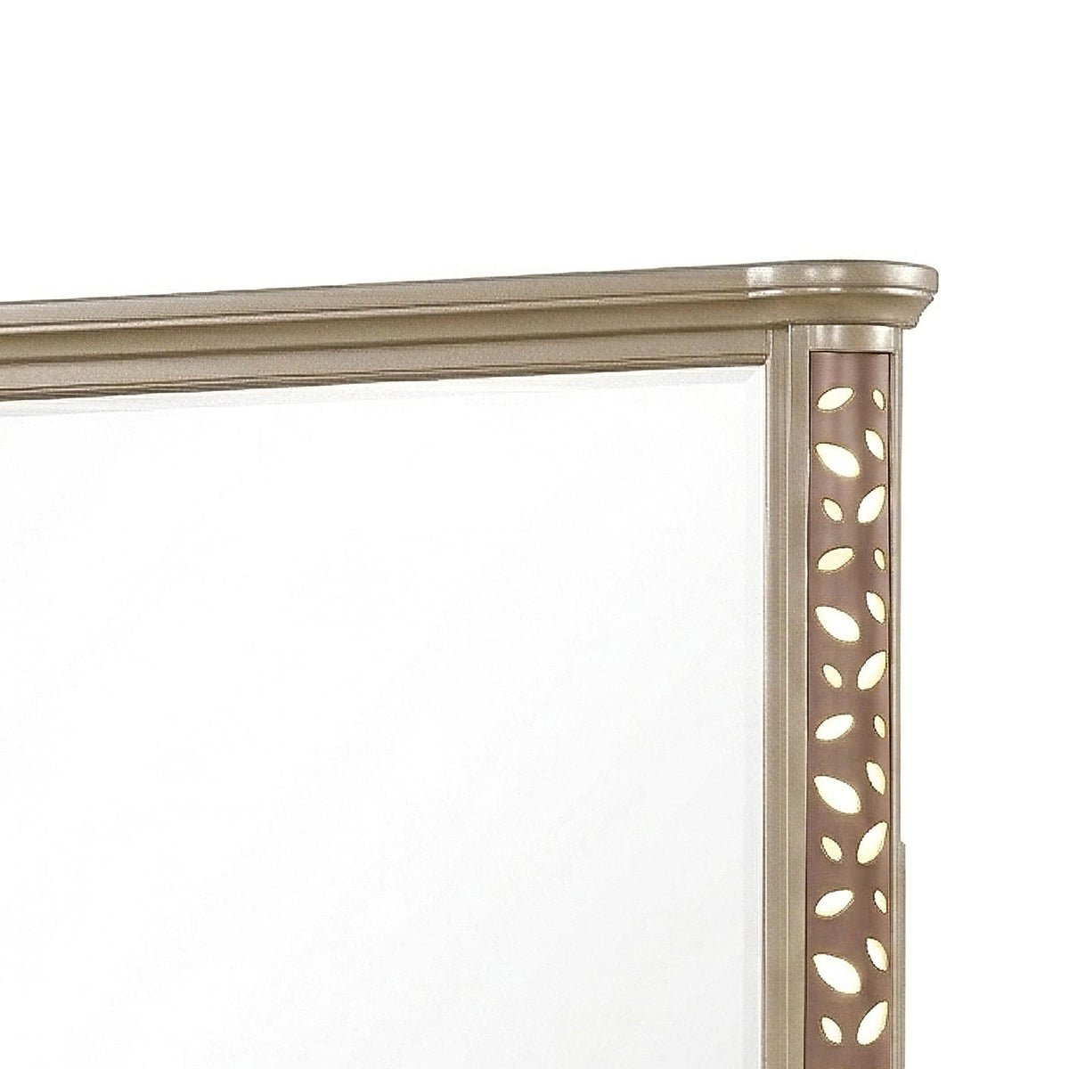 Beige Traditional Dresser Mirror with LED Lighting
