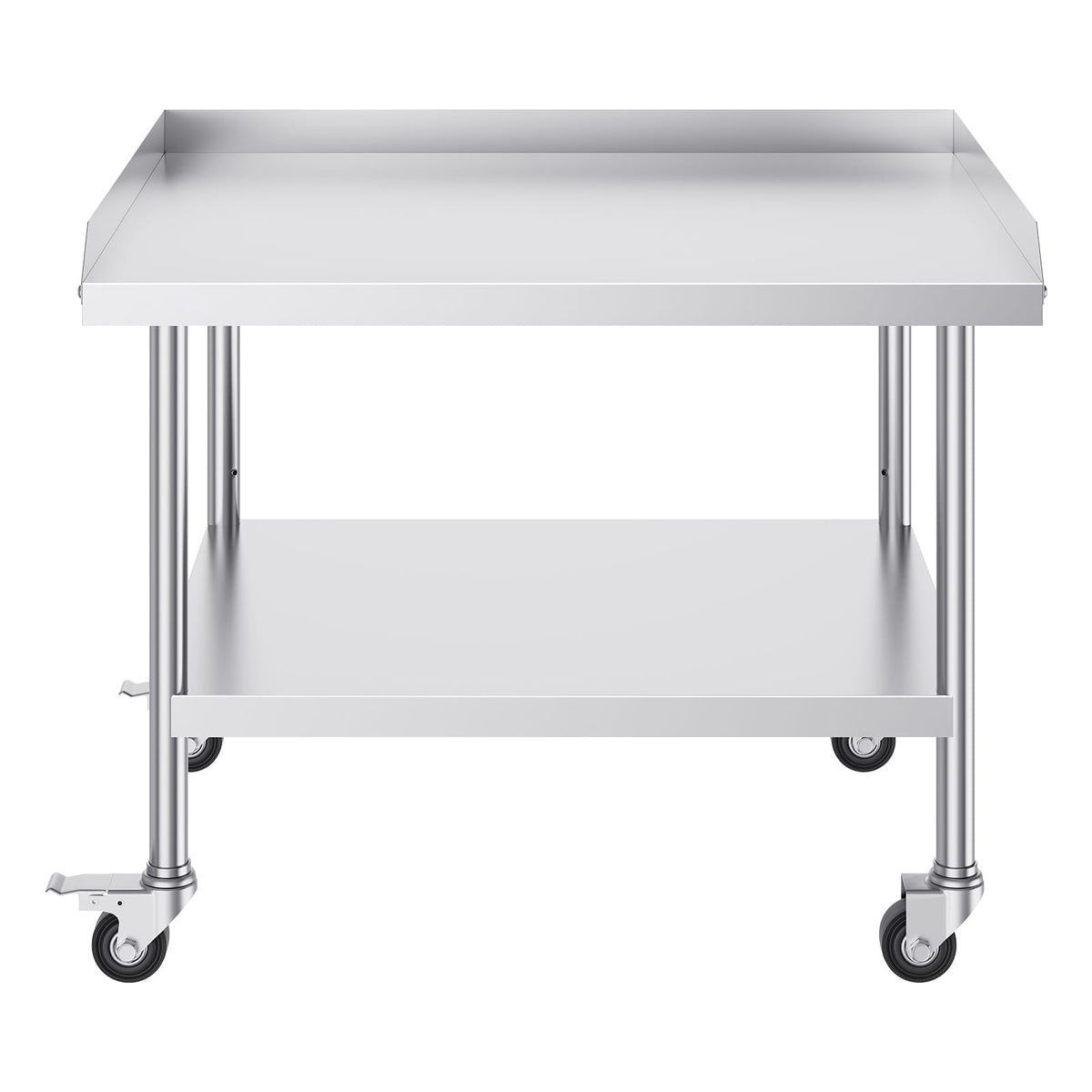 30 x 36 Stainless Steel Work Table - 3 Shelves, Wheels, Silver for Living Room