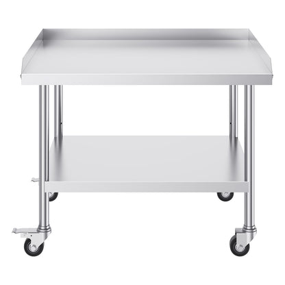 30 x 36 Stainless Steel Work Table - 3 Shelves, Wheels, Silver for Living Room