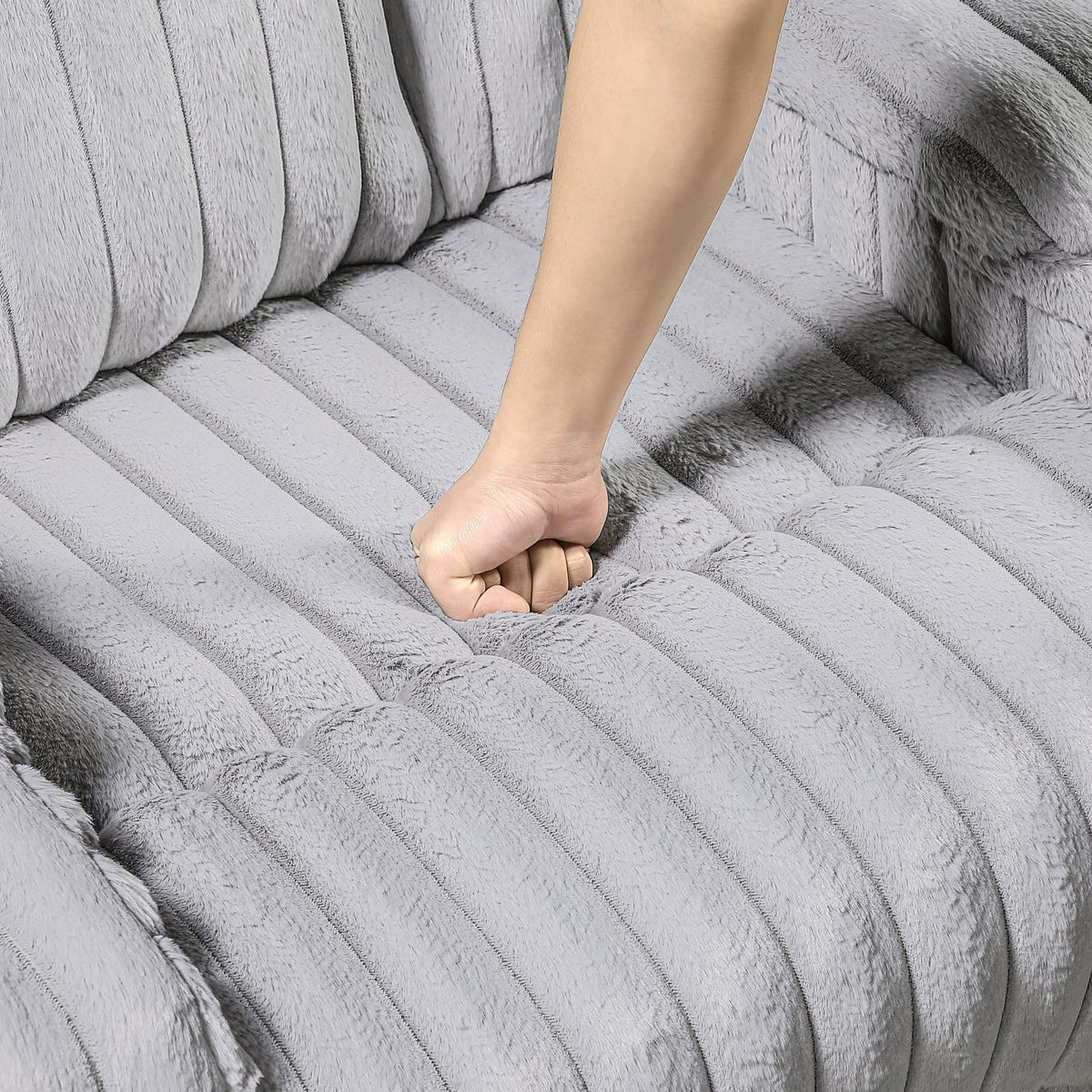 Light Gray Recliner Loveseat - Corduroy Comfort for Living Room